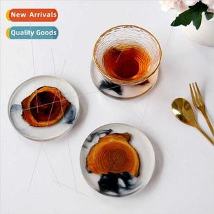 Scandinavian resin round creative coasters mple