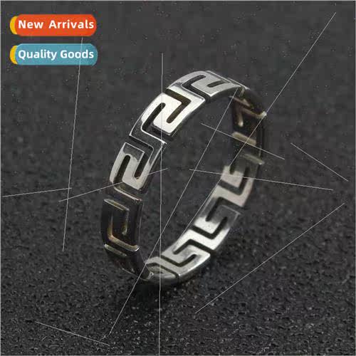 New simple hollow Great Wall pattern ring ladies tail ring b