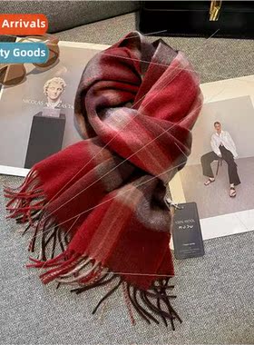 100% pure wool scarf female winter 2023 new fall winter birt