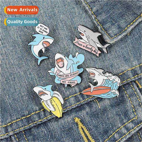 Student Cute Cartoon Shark Brooch Cowboy Badge Banana Wave O