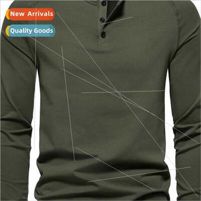 220 grams cotton fashion autumn new men Henry collar long-sl