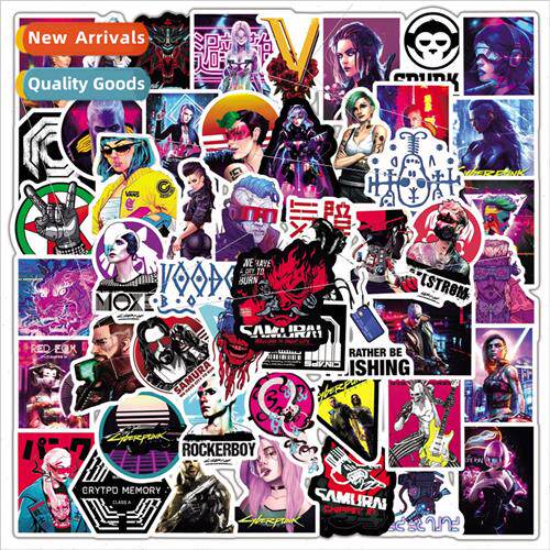 50 New Game Cyberpunk Doodle Stickers Bicycle Computer Lapto