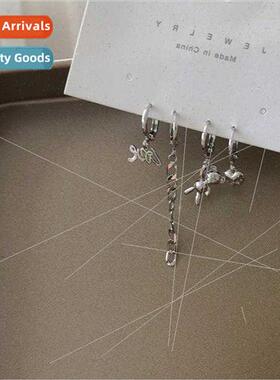 Bear earrings 4 pack love heart chain earrings female ins co