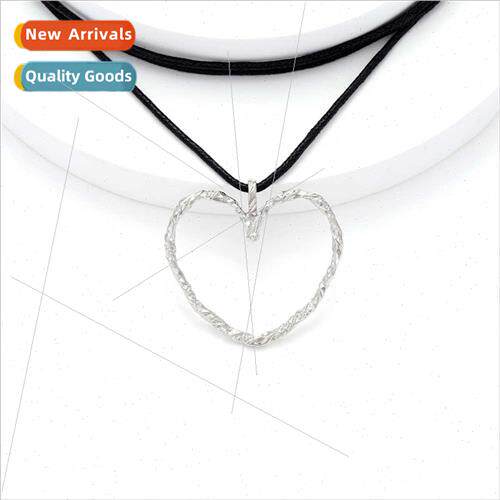 ZA temperament gold heart pendant necklace simple hollow met