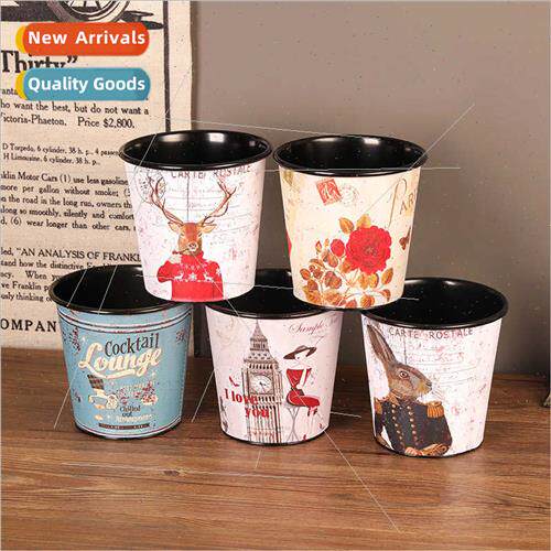 American retro desktop trash can home bedroom office dormory