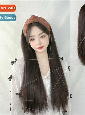 hair band wig women long one-piece half head cover high temp