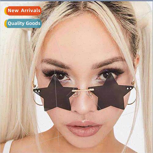 new rimless pentagram sunglasses personalized colorful ocean