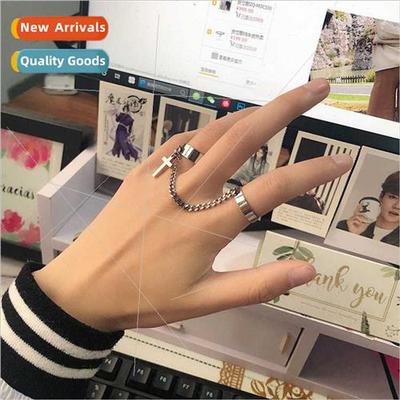 Korea ins bungee chain cross combination ring punk hip hop o