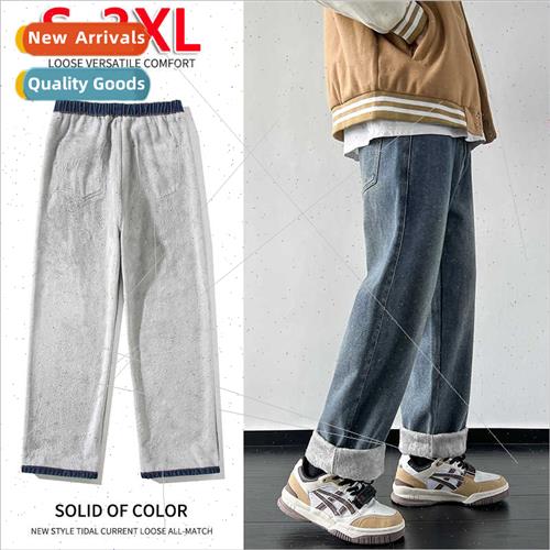 Padded jeans men fall winter 2023 new warm thickened straigh