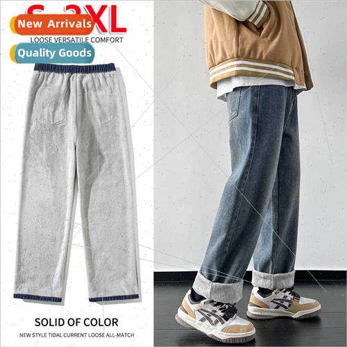 Padded jeans men fall winter 2023 new warm thickened straigh