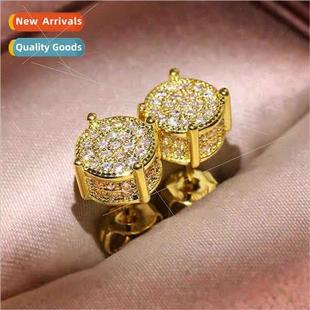 earrings women 925 Europe pin round silver premium zirconia