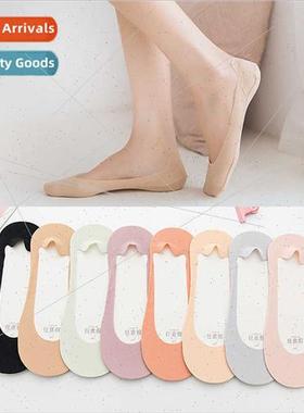 Spring summer  ice silk any cut boat socks women thin shallo