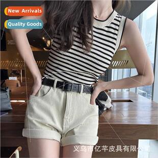 Fashion new square line buckle women belts versatile leisure