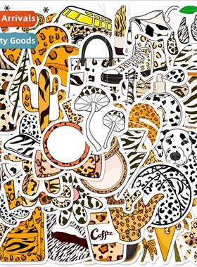 50 Leopard Stickers New Black and Whe Cream ted Leopard Aest