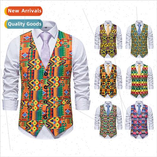 Mens Vest Paisley Floral Classic Vest Wedding Party African