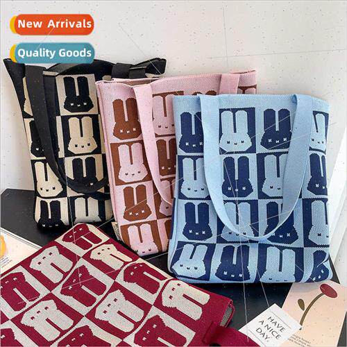 Cute Meng large capacy collision color rabb knting bag femal