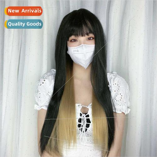 wig female pick dye long daily color blocking fake hair fema