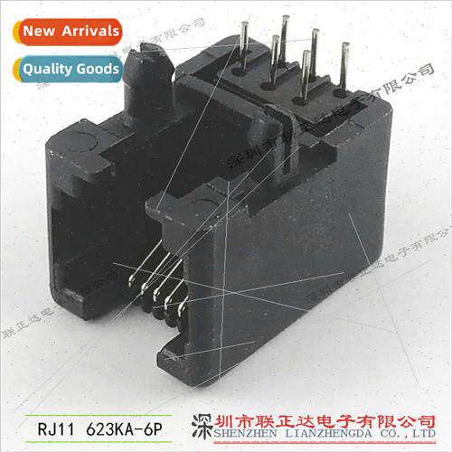 RJ11 6P black socket Phone jack 623K 2 pole phone line cryst