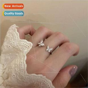 female finger Double ring premium index niche butterfly ins