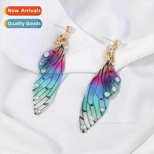 Fashion inlaid diamond gradient color simulation butterfly c
