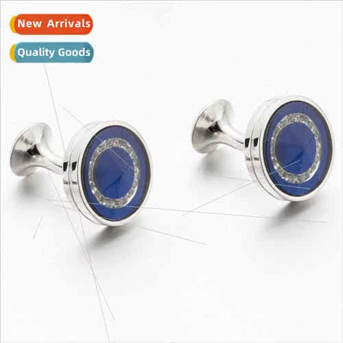 Round blue crystal cufflinks men French shirt cufflinks high
