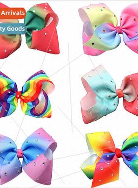 Europe Children hairpin jewelry rainbow bow hairpin gradient