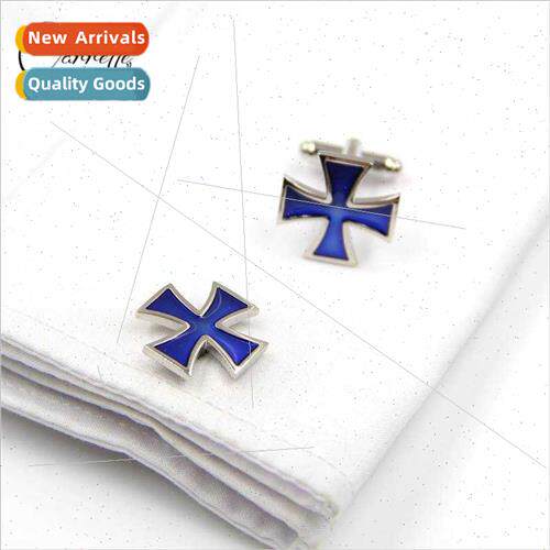 Red blue cross shape cufflinks cufflinks men French business