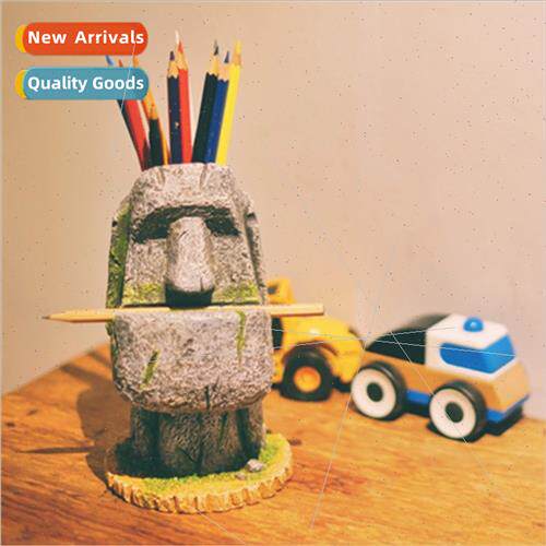 Moai pen holder Easter Island stone figures decorative home