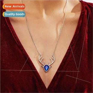 Christmas Necklace Crystal Popular Head New Deer Col Winter