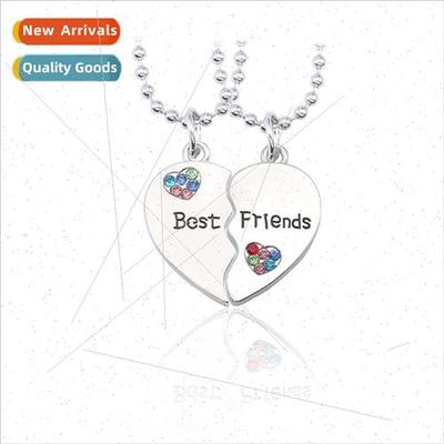 Diamonds Hundred Letters Heart Splicing Two Petals Necklace
