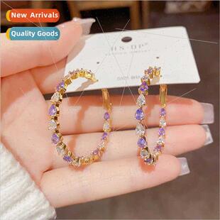 Shiny Zirconia Hundred Retro mple Super Earrings che Large