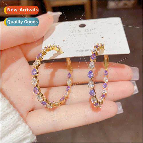 che Retro Super Shiny Zirconia Large Earrings mple Hundred F