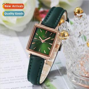 square rectangular disk small simp Vintage watch green