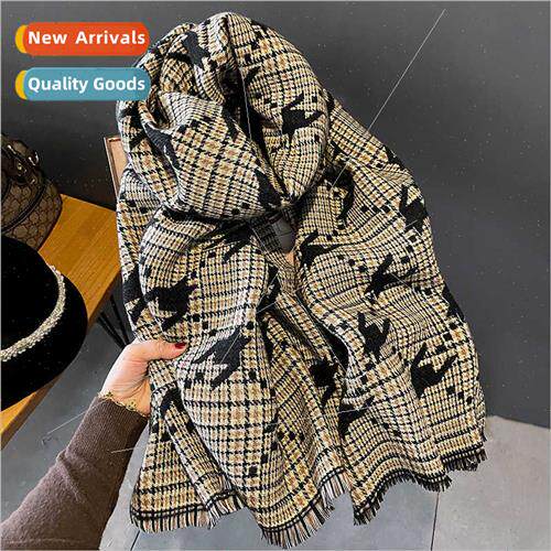 Korean ThousBird Grid fashion imation cashmere scarf female