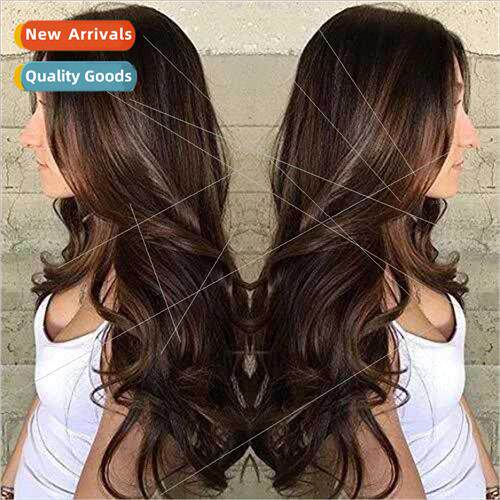 Europe Wig Women Chemical Fiber Brown Long Curly Hair Wig Se