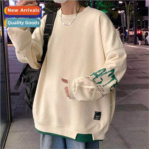 spring fall round neck sweater men top clothes American high