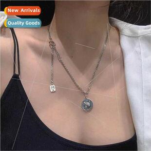 Hip Earth Hop Cat Cool Necklace Girl chill niche bungee ins