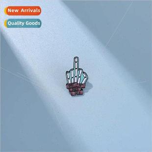 finger skull shape Creative badge middle punk persona quirky