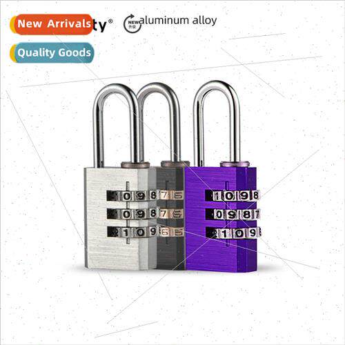 3-Wheel Small Anodized Aluminum Combination Padlock ggage Lo