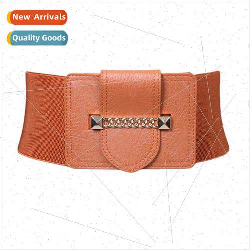 punk versatile gold chain women super wide waist seal elasti