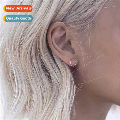 Europe minimalist earrings very fine button pattern small ci