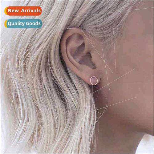 Europe minimalist earrings very fine button pattern small ci