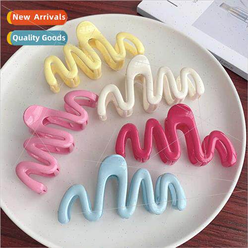 Dopamine Candy Color Wave Grab Clip Back Head Hair Grab Plat