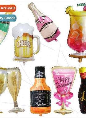 Large champagne bottle wine glass aluminum film balloon birt