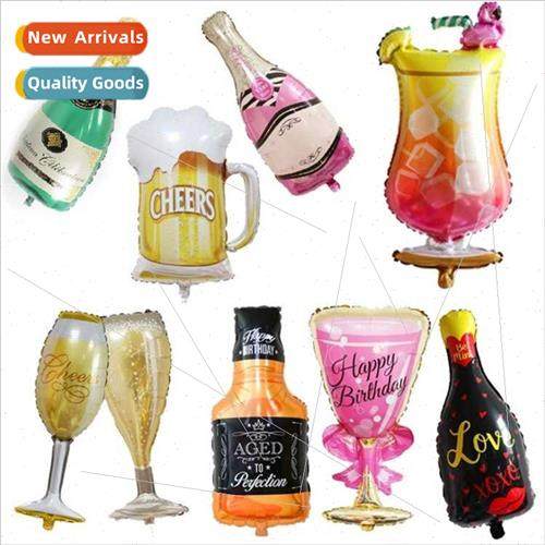 Large champagne bottle wine glass aluminum film balloon birt