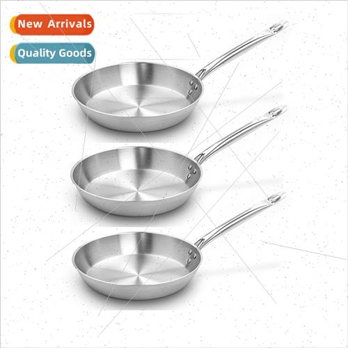 18 24 30cm Stainless Steel Frying Pan Uncoated Flat Bottom I