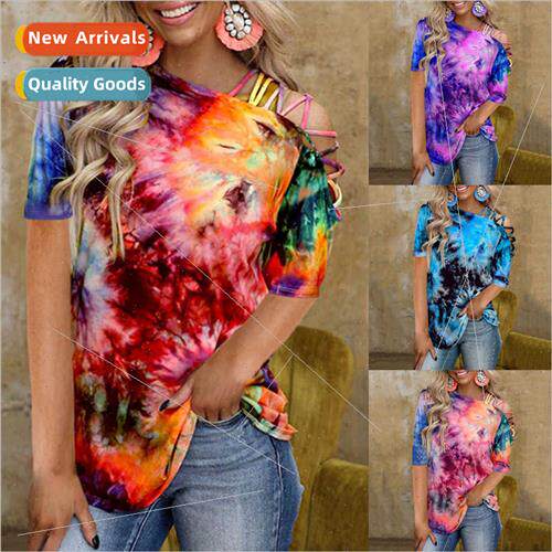 2023 Spring Summer Tie-Dye Printed Short Sleeve Strapless Se