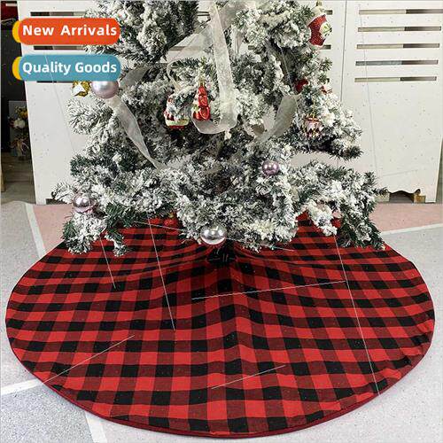 Black Red Gingham Tree Skirt Christmas Decorations Holiday S