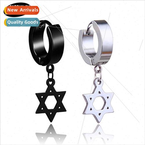 Non-allergenic hexagram earrings Korean  fashion tanium stee