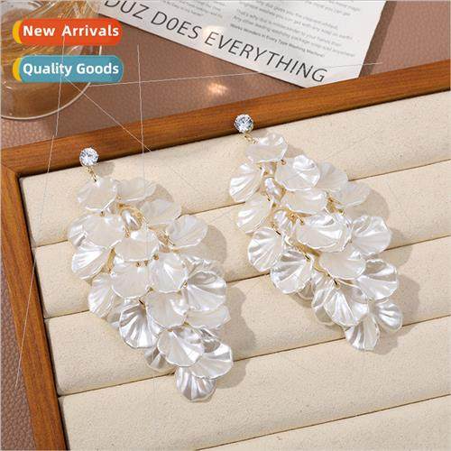 lver needle whe long section tassel imation shell earrings d